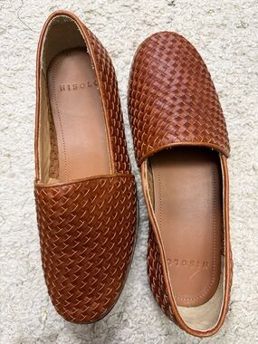 Nisolo Mara Woven Leather Slip On Loafers in Brandy